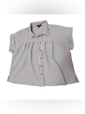 Velvet Heart Blue and White Vertical Stripe Shirt Seersucker